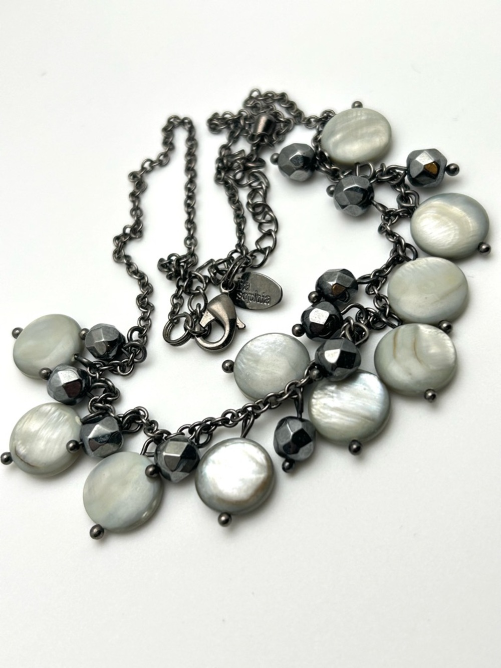 Lia Sophia Gray Jeweled Gunmetal Necklace - Picture 2 of 3
